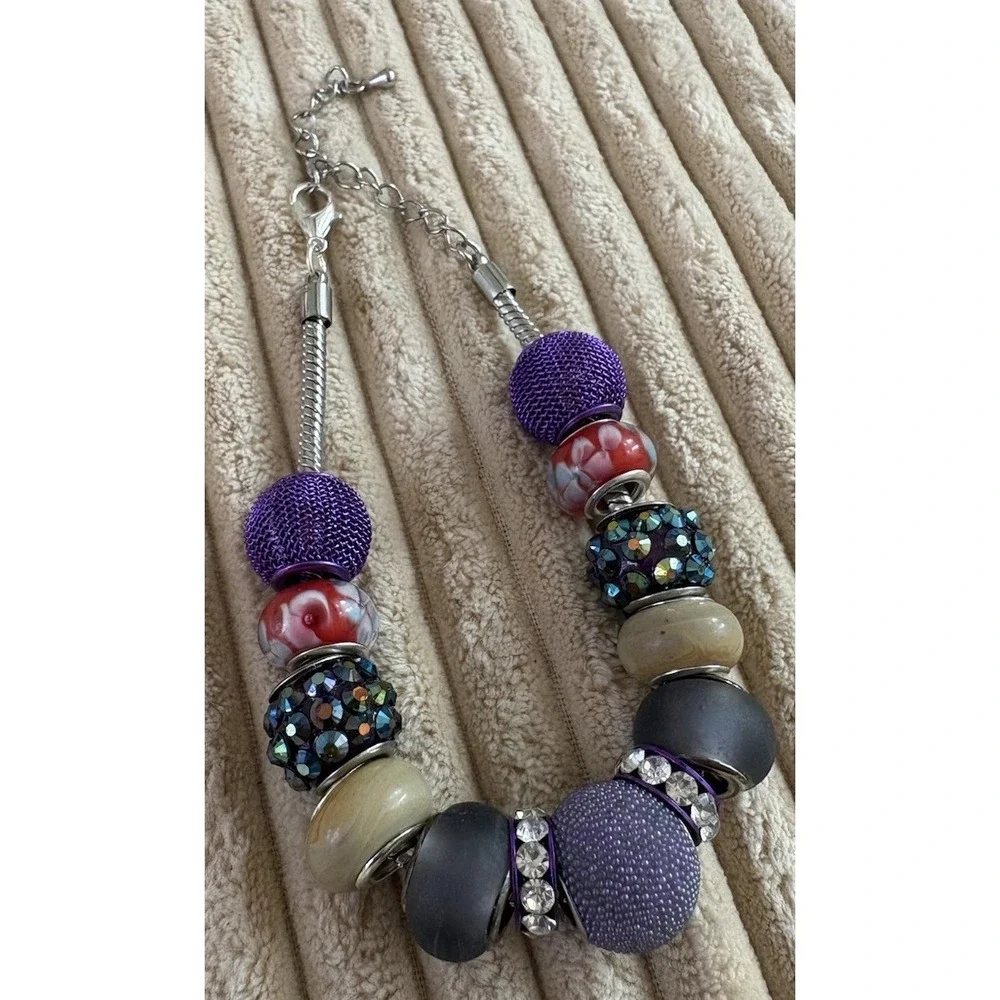 European‎ Bracelet Charms Beads Glass Sliders Spacers Purple